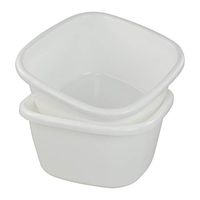 Ponpong 18 Quart Plastic Dish Pan Wash Tub, White, 2 Packs