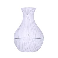 Vtrem Essential Oil Diffuser 130ml Wood Grain Vase-Shaped Ultrasonic Aromatherapy Cool Mist Humidifier With 7 Colors LED Lights & Waterless Auto Shut-Off for Home Office Bedroom (White Wood Grain)