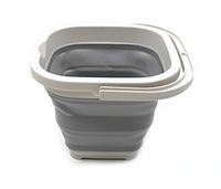 SAMMART 5L (1.3 Gallon) Sqare Collapsible Plastic Bucket - Foldable Square Tub - Portable Fishing Water Pail - Space Saving Outdoor Waterpot (1, Grey)