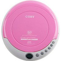 Coby CXCD329 Slim Personal CD Player with Anti-Skip Protection (Pink)