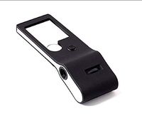 Small magnifying glass with LED and UV lamps, hand-held pocket 10x magnifier 3 button batteries, 3X 10X and 15X adjustable magnifying glass - Pocket magnifier for reading, coins, stamps, jewelry ident