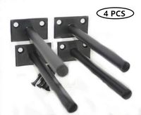4 Pcs 6" Black Solid Steel Floating Shelf Bracket Blind Shelf Supports - Hidden Brackets for Floating Wood Shelves - Concealed Blind Shelf Support - Screws and Wall Plugs Included