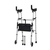 Rolling Walkers Walker Thick Aluminum Walker Folding Elderly Rehabilitation Training for The Disabled (Color : Silver, Size : 6052106cm)