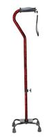 Height Adjustable Aluminum Small Base Quad Cane with Gel Grip - Red Crackle