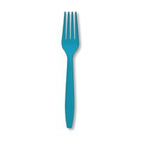 Creative Converting Touch of Color Premium 24 Count Plastic Forks, Turquoise
