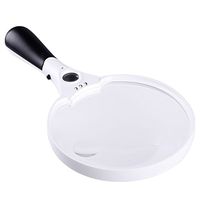 5.5-Inch Extra Large Handheld Magnifying Glass with LED Light, Oversize Reading Magnifying Loupe 2X 4X 25X Zoom Illuminated Magnifier Lens for Hobby Art Crafts Inspection & Low Vision Aids