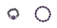 Amethyst Magnetic Stretch Ring and Bracelet Set (Large)