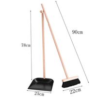 CAI - Long Wooden Handle Soft Bristles Iron Dustpan Dustpan and Brush Sets Home Garden School Public Hall Use (Size : 90x22cm)