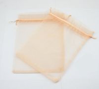 AEAOA 5x7 Inch Organza Bags Drawstring Wedding Favor Bags Organza Gift Pouches Bags for Wedding Jewelry Party (Peach)