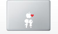 Boy kissing girl heart love cute MacBook Decal Mac Apple skin vinyl sticker pro air 13 15 17 WHITE