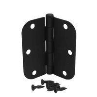 (Pack of 12) 3 1/2 Inch Matte Black Door Hinges with 5/8" Radius Corners