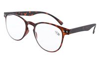 Eyekepper Round Full Coverage Ultrathin Flex Frame Reading Glasses Tortoise +1.5