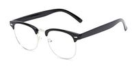 Readers.com Reading Glasses: The Jet Setter Reader, Metal Browline Style for Men and Women - Black, 1.00