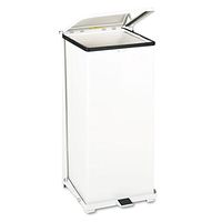 Rubbermaid Commercial ST24EPLWH Defenders Biohazard Step Can, Square, Steel, 24gal, White