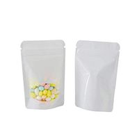 100 Pcs Window Colorful Stand Up Zip Lock Bags Pouch,Mylar Aluminum Foil Standing Window Plastic Pouches Clear Front Bottom Gusset Pouch Keep Aroma Bags (White, 8.5x13x2.5 cm(3.35"x5.12"x0.98"))