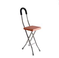 RES&DZ Walking Cane Chair -Stainless Steel Four - Footed Crutches for The Elderly Folding Seats Crutches Walking Stick Stool