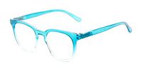 Readers.com Reading Glasses: The Decker Reader, Plastic Retro Square Style for Women - Aqua Blue Fade, 2.00