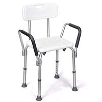 Giantex Shower Chair Height Adjustable Non-Slip Aluminum Frame Shower Seat with Back and Padded Arms, for Elderly and Disabled, Hold up to 330 LBS Shower Bench (23" (L) X 18" (W) X 28.5"- 33.5" (H))
