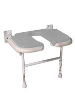 AKW Wide U-Shaped Padded Fold Up Shower Seat, Gray