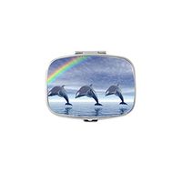 Udoosun Dolphin Rainbow Custom Personlized Rectangular Tablet Medicine Pocket Purse Travel Pill Vitamin Decorative Box Case Holder