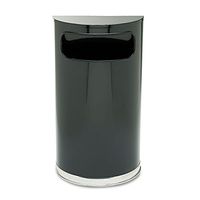 Rubbermaid Commercial SO820BPL European & Metallic Series Receptacle Half-Round 9gal Black/Chrome
