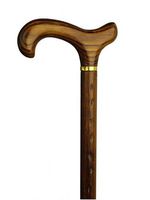 Walking cane-Scotch broom. This Walking cane has a scorched derby handle and hard wood shaft. This wooden cane has a weight capacity of 250 pounds and 36 inches long.