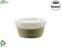 3.25 Ounce Clear Plastic Disposable Portion Cups with Lids 300 Pack by EcoQuality, Jello Shot, Souffle Cups, Condiments, Sampling Cups, Complements (3.25 oz)