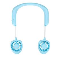 CakeLY Sport Fan Portable USB Rechargeable Neckband Lazy Neck Hanging Style Dual Cooling Fan (Blue)