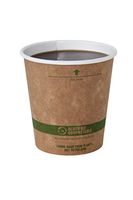 World Centric 100% Biodegradable, 100% Compostable Paper PLA-Lined 10 Ounce Kraft Coffee Hot Cup, 50 Pack