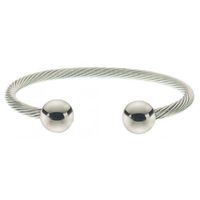 Magnetic Cable Cord Cuff Bracelet Silver