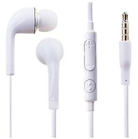 Design By Morelli Stereo Earphone Hi Fi Wired in Ear Headset 3.5mm with Flat Cable and in-line Mic (White Oval)