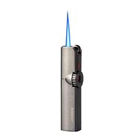 1300℃ Single Jet Torch Cigar Cigarette Wheel Lighter Windproof Butane Gas Refillable Fire Starter with Flame Lock,Black Nickel