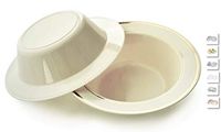 " OCCASIONS" 40 Bowls Pack, Heavyweight Disposable Wedding Party Plastic Bowls (6 oz Dessert Bowls, Ivory & Gold Rim)