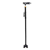 Crutches Canes Elderly Multi-Functional Lighting Skid Canes Outdoor Folding Four-Foot Stick Aluminum Telescopic The Elderly use Rest Assured (Color : Coffee)