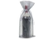 Metalic Silver Organza Wine Bags, 6.5 x 15", 10 Pack High Quality A1 bakery supplies