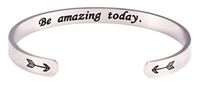 fishhook Engraved Uplifting Inspirational Motivational Mantra Stainless Steel Bangle Magnetic Bracelet Gift for Women Girls (Silver, Be Amazing Today)