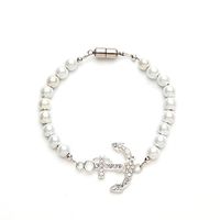 Crystal Anchor White Magnetic Therapy Bracelet (Size Small - 7")