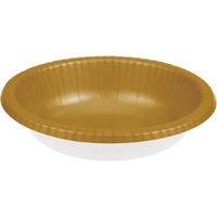 Club Pack of 200 Gold and White Disposable Paper Party Banquet Dinner Bowls 20 oz