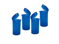 19 DRAM POP TOP Bottles Qty Size Count CASE Rx Pill Bottles Prescription Crafts Coins Storage Medicine Containers Made in USA (4 PCS, Blue - Transparent)