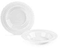 " OCCASIONS" 120 Bowls Pack, Extra Heavyweight Vintage Wedding Party Disposable Plastic Bowls (14oz Soup Bowl, Chateau in White)