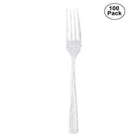 RollingBronze 100 Pcs Disposable Plastic Forks Crystalware Heavy-Weight Clear Plastic Forks for Party Wedding Birthday