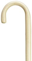 Walking Cane - Round nose crook handle hospital cane, 1" diameter hardwood shaft, 42" long w/rubber tip.