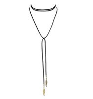 GUAngqi Long Chain Black Velvet PU Leather Choker Necklace Stretch Tattoo Tassel Necklaces