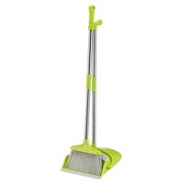 Ainia Broom and Dustpan Set 88.5cm 83cm with Combs for Hair Removal Home Kitchen Room Office Lobby Floor Use Upright Stand up,Green