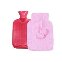 YAMY Hot Water Bottle,700ML Warm Water Bag Classic Rubber Hot Water Pouch with Soft Plush Hand Waist Warmer Cover Hot Water Bag for Pain Relief from Arthritis,Headaches,Hot & Cold Therapies (Pink)