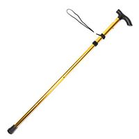 Kpop Space Aluminum Folding Cane, Four-Section Telescopic Folding, Trekking Pole, Non-Slip Cane, Adjustable Crutch for The Elderly(Gold)