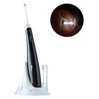 YWAWJ Ear-Sonic Light-Emitting Spiral Vibrating Ear Cleaner Ear Wax Removal Tools with LED Light - Ear Spoon Digger & Tweezers for Ear Health Care (Color : Black)