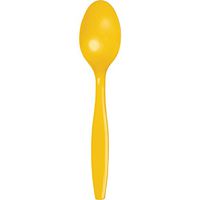Club Pack of 288 School Bus Yellow Premium Heavy-Duty Plastic Party Spoons