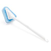 BEESCLOVER Triangular Sponge Cleaning Brush with Long Handle for Bathroom Kitchen Tile Wall Bathtub blue