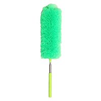 Microfiber Hand Duster with Telescopic Pole Microfiber Duster with Washable Bendable Head Hand Duster for Cleaning High Ceiling Fans, Blinds, Cobweb, Cars - Green